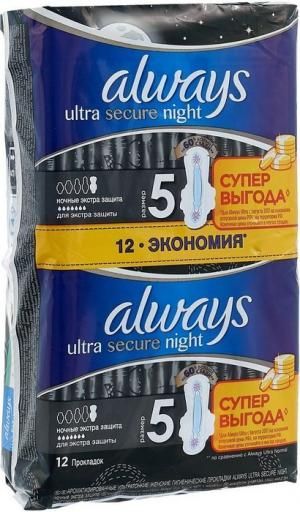 Купить прокладки Always Ultra Night, экстра защита Deo 12шт в Москве ...