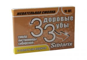 Смолка жевательная здоровые зубы silblarix (с золотым корнем) №10