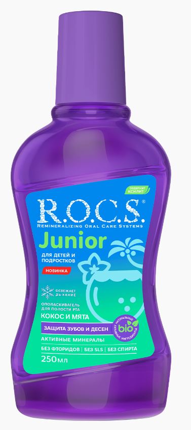 Ополаскиватель ROCS Junior Кокос и мята для детей и подростков 250мл
