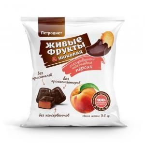 Снэки фруктовые Живые Фрукты глазированный шоколадом персик 35г