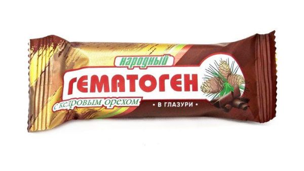 Гематоген Народный с кедровым орехом в шоколаде 40г фотография