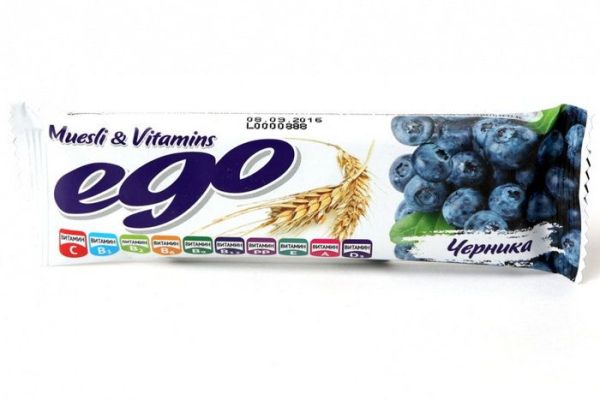 Батончик мюсли Эго бад черника с экстрактом черники и витаминами в йогуртной глазури 25 г фотография