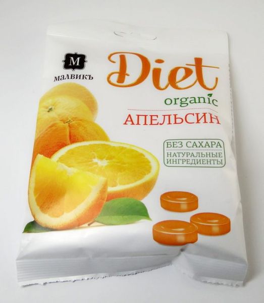 Карамель леденцовая Малвикъ diet апельсин на изомальте 50гр фотография
