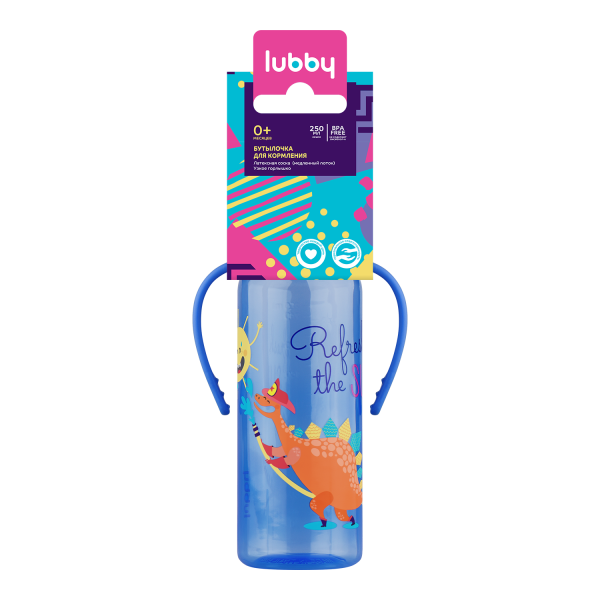 Lubby бутылочка с соской Веселые Животные от 0 месяцев 250мл классика фотография