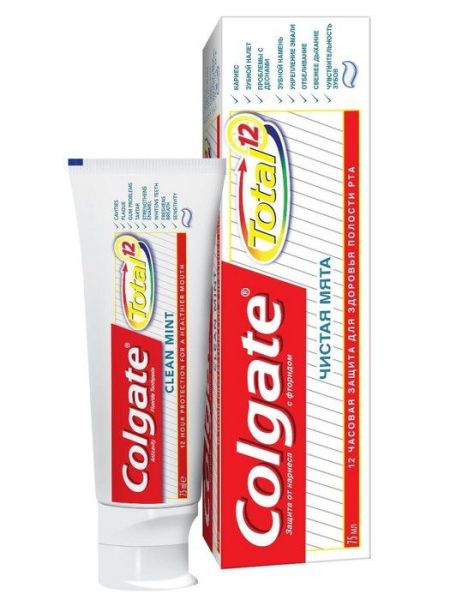 Колгейт зубная паста Total 12 Чистая Мята 75мл фотография