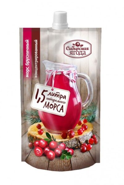 Морс Сибирская ягода Брусничный с сахаром, дой-пак 0,2 л фотография