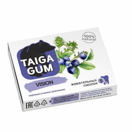 Смолка жевательная Taiga Gum для глаз Алтайский нектар 5шт фотография
