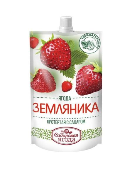 Протертая земляника на сахаре Сибирская ягода дой-пак 280гр фотография