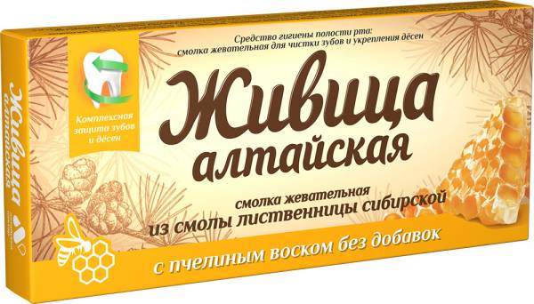 Смолка жевательная Живица Алтайская с пчелиным воском Алтайский Нектар 4шт фотография