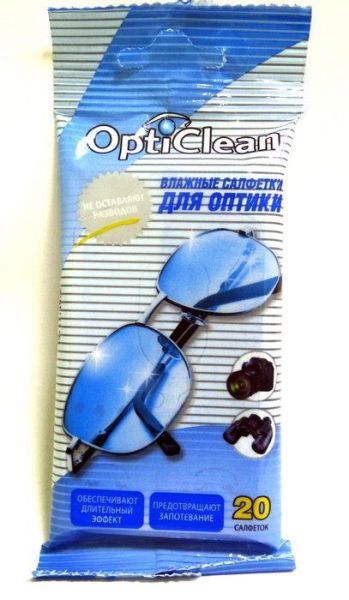 Салфетки влажные «OptiClean» для оптики, 20 шт фотография