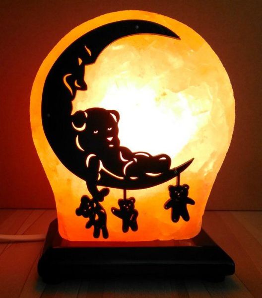 Лампа солевая Мишка на луне (гималайская соль) фотография