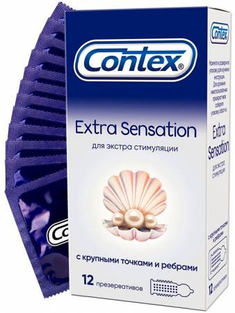 Презерватив Contex Extra Sensation с крупными точками и ребрами 12шт фотография