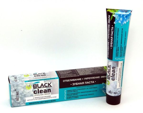 BLACK CLEAN Зубная паста Отбеливание+укрепление эмали, 85 г фотография