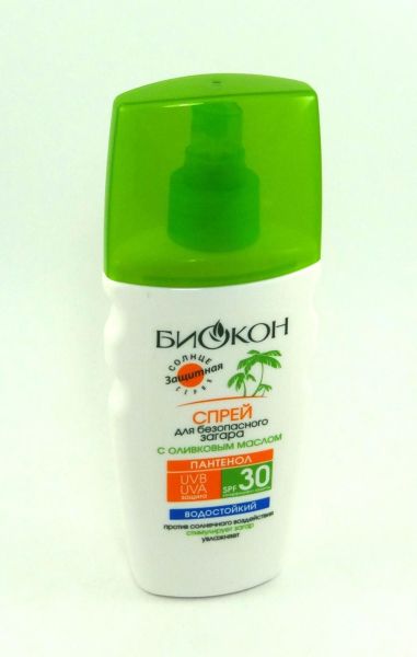 Сан биокон спрей для безопасного загара spf-30 оливковое масло 160мл фотография